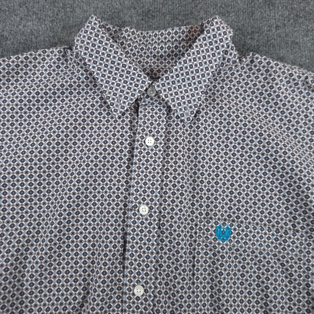 Panhandle Shirt Mens XXL 36D8800 Gray‎ Geometric Button Down Long Sleeve Texas